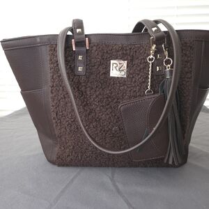 Rachel Zoe Dark Brown Textured Tote